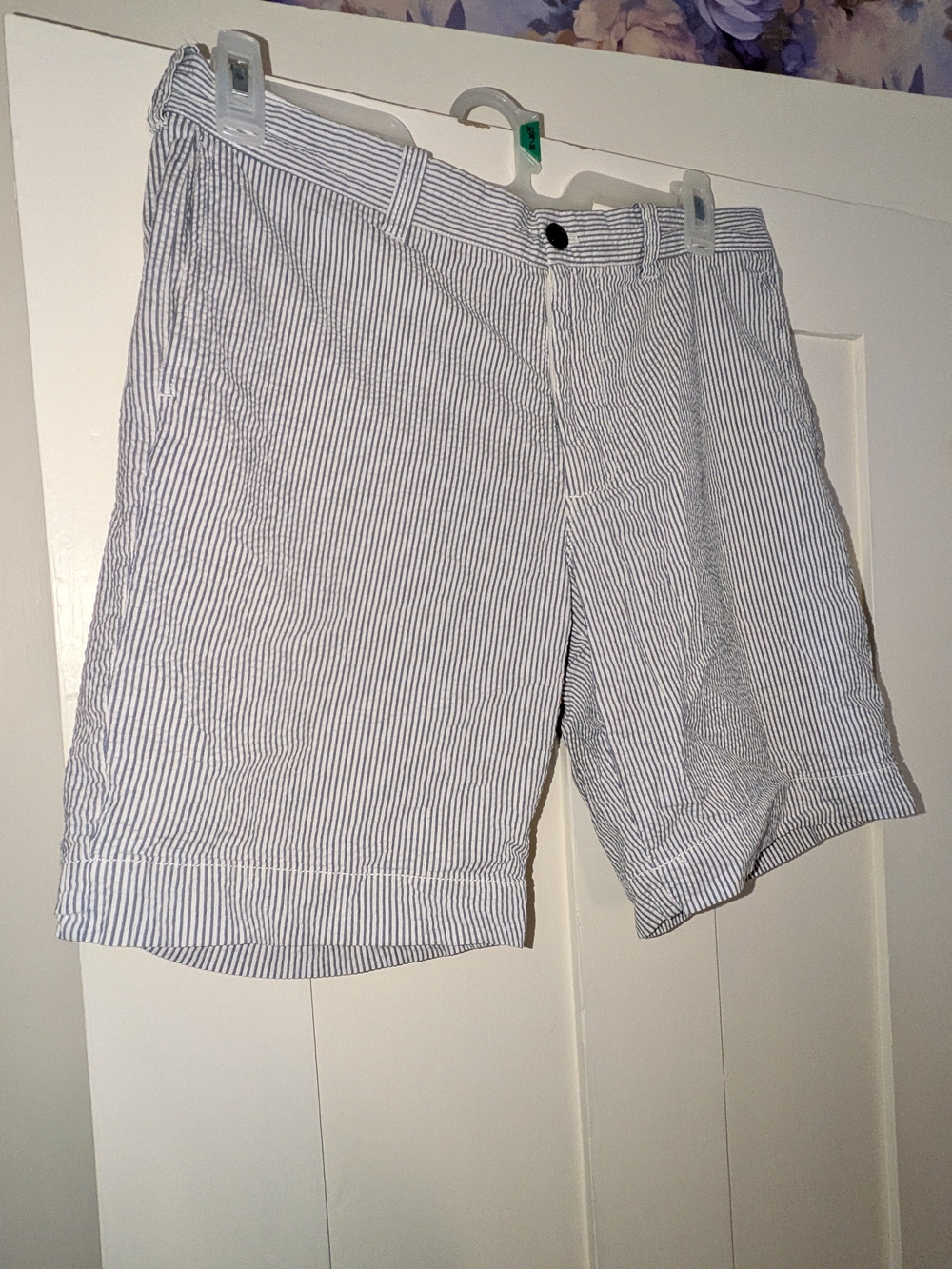 J. Crew Blue & White Seersucker Flat-Front Men's Shorts